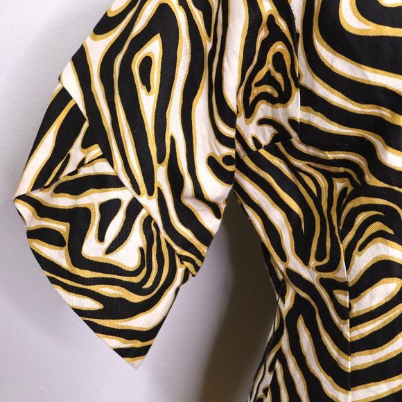 Metro Style Jacket Womens 6 Animal Print Linen Cotton Blend Snaps Lined Vintage - Picture 10 of 14